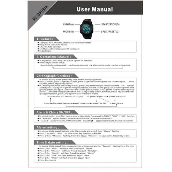 Mens Digital Sports Watch, Waterproof LED Screen Large Face Military Watches - Picture 3 of 7